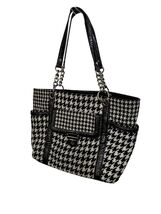 Dana Buchman Houndstooth Tote Shoulder Bag Black White Chain Straps Faux... - $21.77