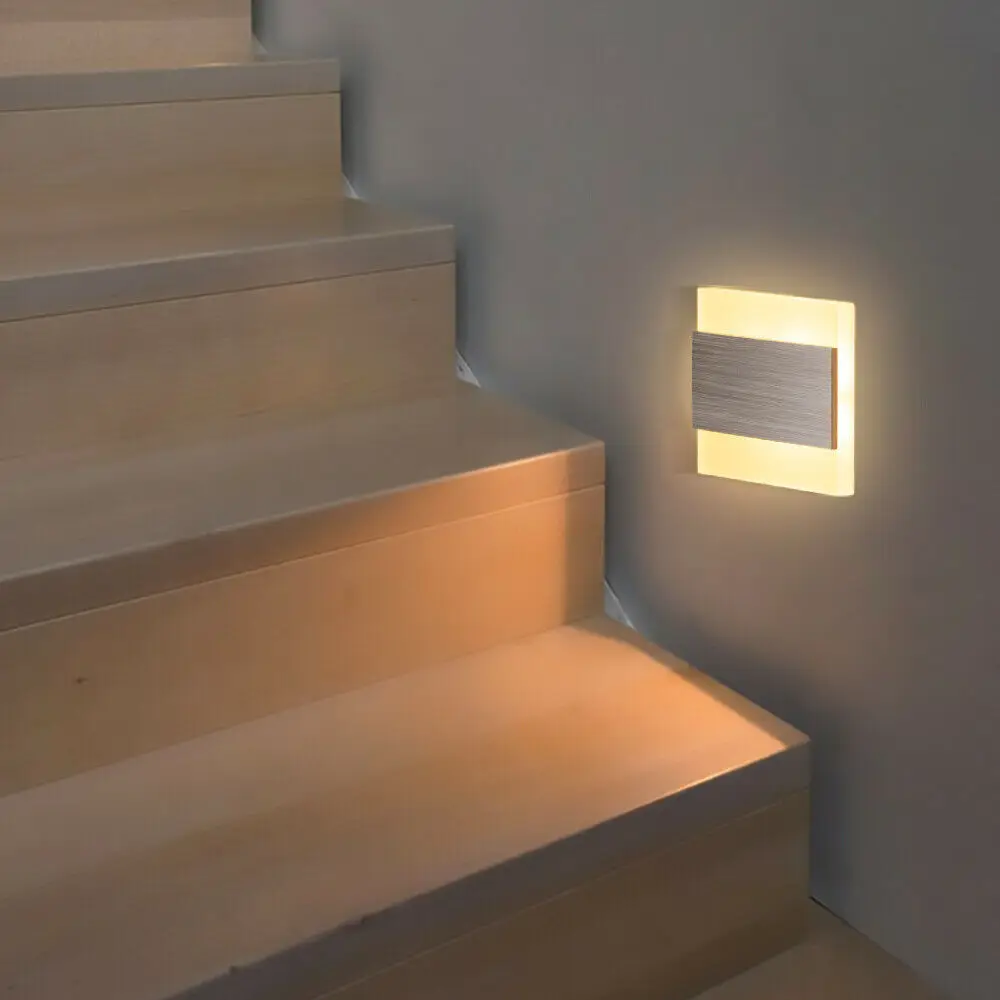 Modern LED Step Lights Indoor Stair Wall Light Fixtures Embedded Footlig... - £9.46 GBP+
