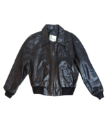 VTG Gino Leathers Mens Black Leather Bomber Jacket Sz 46 - $44.54