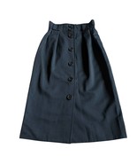 Yves Saint Laurent Variation Black Pencil Skirt Button Down 100% Wool Si... - $88.69 CAD
