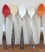 Set of 5 Vintage Gerber Stainless Colorful Baby Kids Infant Feeding Spoo... - £19.65 GBP