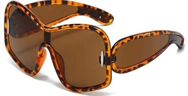 Customize Brown Leopard Tea Oversized Rivets Sunglass Design - £20.78 GBP