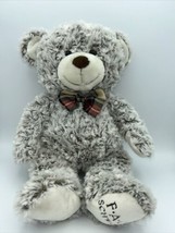 2017 FAO Schwartz Grey Teddy Bear With Plaid Bow Tie; Beautiful Bear - £19.42 GBP