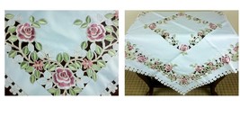 42&quot; Square Embroidery Cutwork Tablecloth Night Stand Coffee End Side Tab... - £45.47 GBP