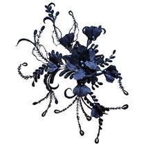 Pigeon Fleet 2 Pcs 3D Navy Blue Flower Lace Embroidery Applique Patches ... - $16.94