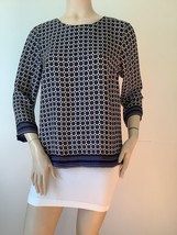 Cynthia Rowley 3/4 Sleeve Boho Geometric Print Silky Blouse Top (Size S) - £9.51 GBP