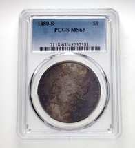 1880-S Morgan Dollar Classé Par PCGS Comme MS63 Refroidir Tonifiant - $207.89