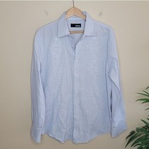 Cultura | Light Blue Pinstripe Button Down Shirt with Embroidery Mens Large - £11.57 GBP