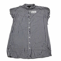 Forever 21 Shirt Womens S Blue White Striped Short Sleeve Collared Button up - £18.18 GBP