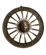 Antique Sun Surya Chakra Metal 15&quot; Bronze Wall Decor India Smarta Hinduism - £58.92 GBP