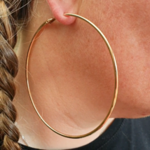 Hoop Earrings Large Hooped 9k Gold Plated Sleeper 90mm 9cm Ladies Free UK Post - £5.21 GBP