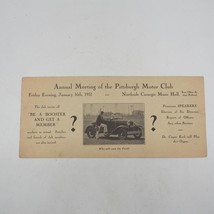 Vintage Pittsburgh Moteur Club Invitation Carte 1931 Ford Automobile - £48.36 GBP