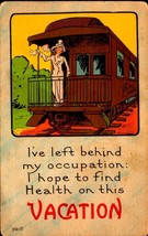 VINTAGE BERGMAN QUALITY POSTCARD- WOMAN ON TRAIN FOR VACATION BKC2 - £4.26 GBP