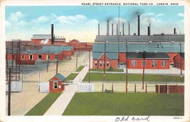 National Tube Steel Works Pearl Street Entrance Lorain Ohio 1930s postcard - $7.87
