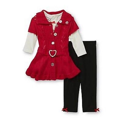  Little Lass Infant Toddler Girl's Sweater TopPant Size 18M 24M 2T NWT Red Heart - $29.99