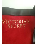 Victorias Secret Tote Beach Bag Red Black Canvas Faux Leather Trim Doubl... - £15.50 GBP