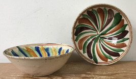 Set Pair 2 Handmade Painted Mexican Bowls - £797.50 GBP