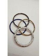 Set of 4 Vintage CLOISONNE Painted FLORAL Glass BANGLE Bracelets VARIOUS... - £26.31 GBP