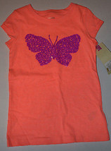 Cherokee Girls Peach Short Sleeve Butterfly Top Shirt Size S 6/6X  NWT - $9.99