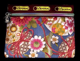 Asian  Flower Explosion Print Ballistic Fabric All Purpose Zippered Pouch Make Up - £12.77 GBP