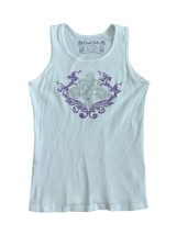 Cruel Girl Y2k 90s Ribbed Tank Top Sz L Studded Bling Graphic Print Made... - $279.69 MXN