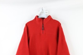 Vintage 90s Gap Mens Large Faded Blank Half Zip Fleece Pullover Sweater Red - £38.89 GBP