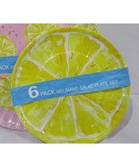 12pc Lemon Slices Melamine Dinner Plates and Salad Plates Yellow Pink - £35.54 GBP