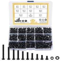 Metric Nuts And Bolts Assortment Kit, 520 Pcs M4 Button Head Hex Socket Cap - £22.54 GBP