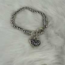 Premier Designs Heart Charm Toggle Clasp Bracelet Bangle Silver Tone 7.5&quot;. - $21.90