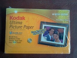 25 - KODAK ULTIMA Picture Paper, High Gloss, 10 mil, for 4" x 6" photos-NEW-NR - $8.17