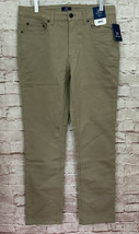George Mens Premium Twill Pants Jeans Straight Leg Khaki Tan Stretch 30 ... - £22.18 GBP