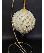 Vintage Handmade Push Pin Beaded Christmas Ornaments White Goldtone Pear... - $27.53 CAD