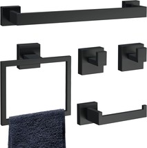 5-Piece Matte Black Bathroom Accessories Set, Sus304 Stainless, Towel Ba... - $41.99