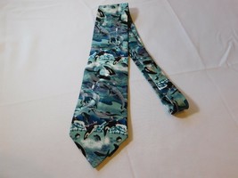 Lost Kingdom Mens polyester Tie Neck neckwear print Whales ocean blues E... - £14.17 GBP