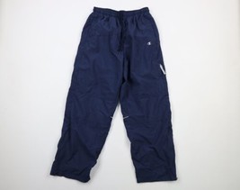 Vintage Champion Mens Medium Classic Logo Lined Wide Leg Sweatpants Navy Blue - $49.45