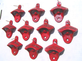 TEN Cast Iron Soda Bottle Opener Drawer Cabinet pull s 10 bz RED - $89.98