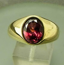 3Ct Brilliant Oval Cut Red Garnet Mens Solitaire Ring in 14K Yellow Gold Finish - £149.46 GBP