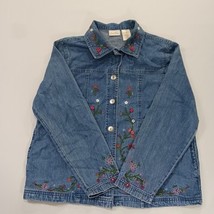 Bobbie Brooks BB3S112 Womens M Blue Embroidered Floral Button Front Denim Jacket image 13