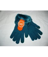 Wonder Nation Girls Faux Fur Lined Gloves Antique Teal  NEW Super Warm - €9,07 EUR