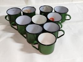 LOT x 10 VINTAGE USSR SOVIET RUSSIAN ENAMEL MUG CUP ARMY 10 ps. - $79.20
