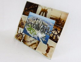 Glass Photo Frame New York City Urbanscape, Brown Highlights, 4&quot;x6&quot;, Zizo #PF047 - £9.97 GBP