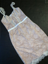 Victoria&#39;s Secret 36C/36D L corset DRESS gown slip beige WHITE lace Larg... - $138.59