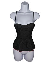 Spirit Halloween Womens Peplum Black Red Striped Top Sz Small Petite  - $128.76 MXN
