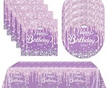 41Pcs Purple Birthday Tableware Set For Happy Birthday Table Decorations... - $25.99
