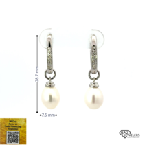 14K White Gold Diamond Removable Pearl Earrings - £399.66 GBP