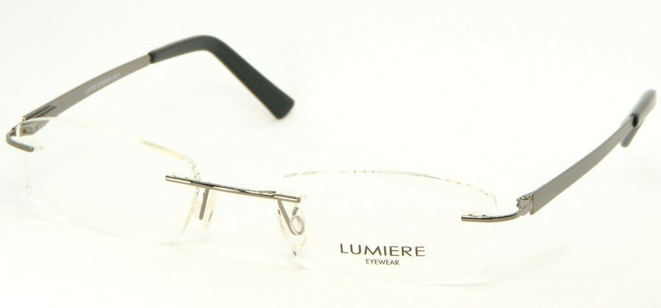 NEW LUMIERE EYEWEAR ITALY 1100 C04 SHINY GUNMETAL EYEGLASSES RIMLESS 48-... - $59.96