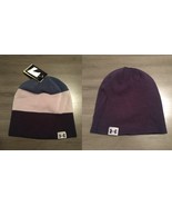 NWT Under Armour Reversible 4-in-1 Stripe Solid Logo Beanie Hat Blue Tea... - $22.99