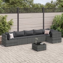  Patio Lounge Set Grey PE Rattan 7 Piece Adjustable Feet - $16,781.87 MXN