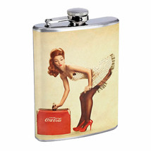 Flask 8oz Stainless Steel Classic Vintage Model Pin Up Girl Design-074 Whiskey - £11.80 GBP