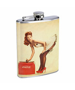 Flask 8oz Stainless Steel Classic Vintage Model Pin Up Girl Design-074 W... - £11.80 GBP